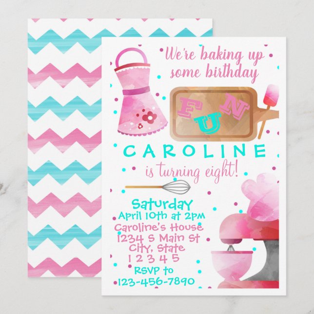 Baking birthday invitation (Front/Back)
