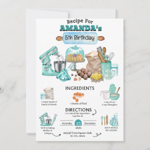 Baking Birthday Party Girly Cooking Birthday Party Invitation