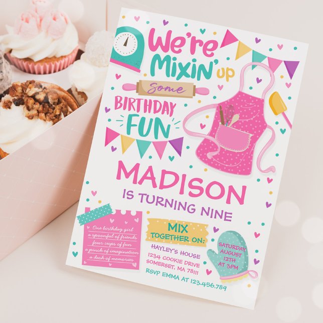 Baking Birthday Party Girly Cooking Birthday Party Invitation (Creator Uploaded)