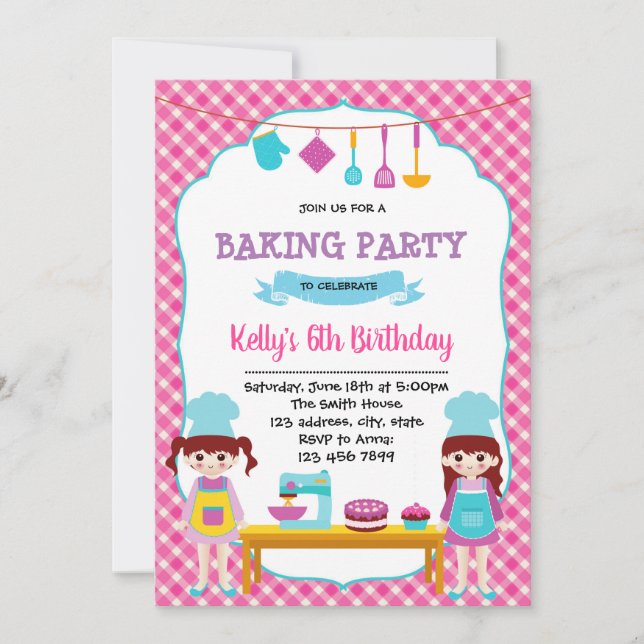 Baking birthday party invitation (Front)