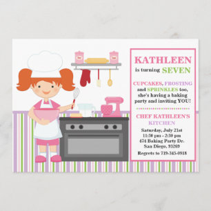 Baking Birthday Party Invitation Red Hair