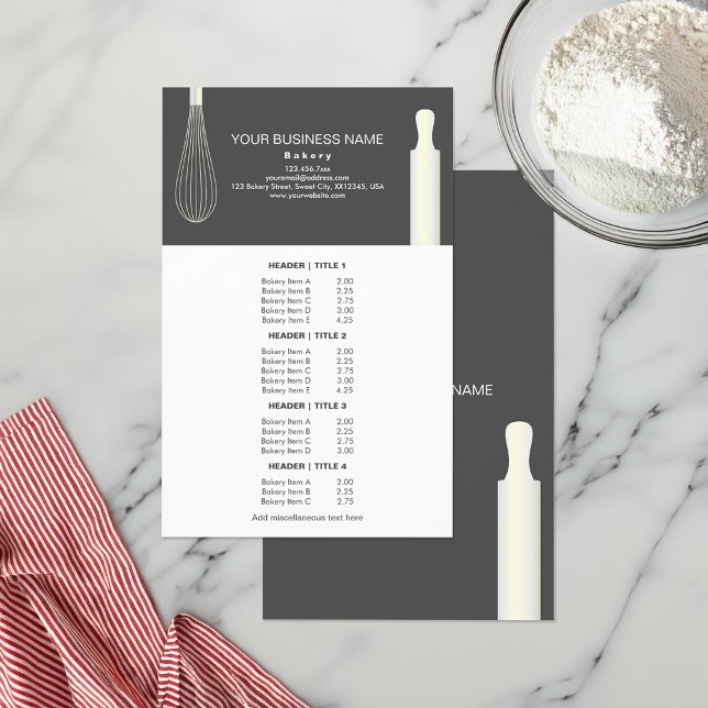 Baking Business Pastry Chef Bakery Menu & Price (Creator Uploaded)