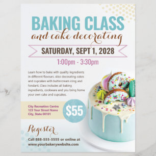 Baking Cake Decorating Class Event Flyer