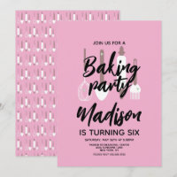 Baking Chef Baker Birthday Party Pink Invitation