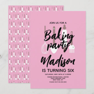 Baking Chef Baker Birthday Party  Pink Invitation