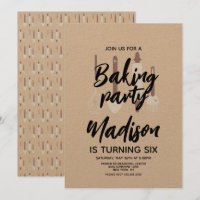 Baking Chef Baker Birthday Party Tan Invitation