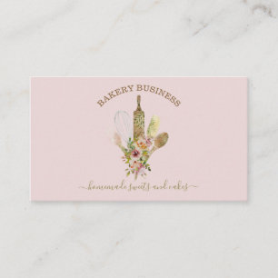 Baking chef logo rustic floral homemade foods business card