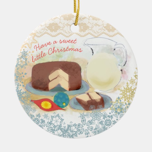 Baking chocolate cake milk Christmas ornament (Front)