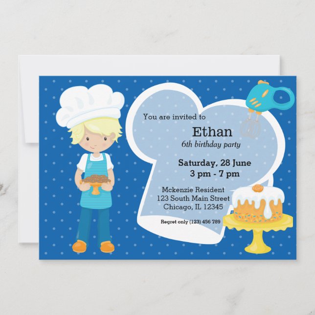 Baking * choose your background colour invitation (Front)