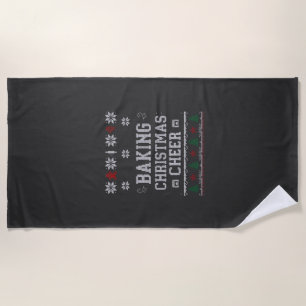 Baking Christmas Cheer Gingerbread Oven Knit Patte Beach Towel