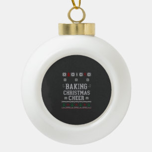 Baking Christmas Cheer Gingerbread Oven Knit Patte Ceramic Ball Christmas Ornament