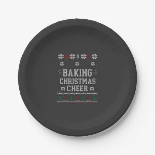 Baking Christmas Cheer Gingerbread Oven Knit Patte Paper Plate