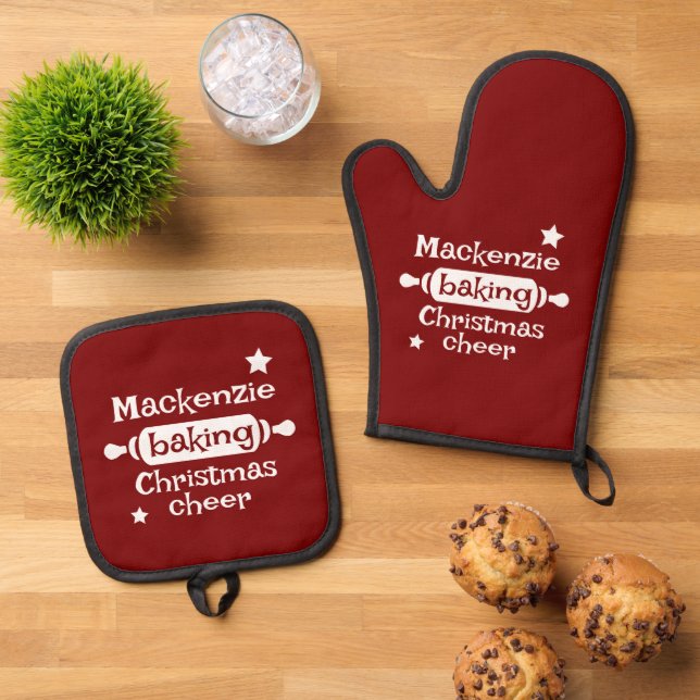 Baking Christmas Cheer Oven Mitt & Pot Holder Set (Top Down)