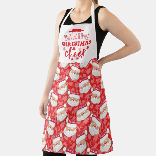 Baking Christmas Cheer Santa Cookie Pattern Apron (Insitu)