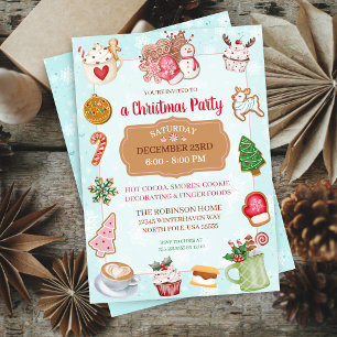 Baking Christmas Cookie Hot Cocoa Party Invitation