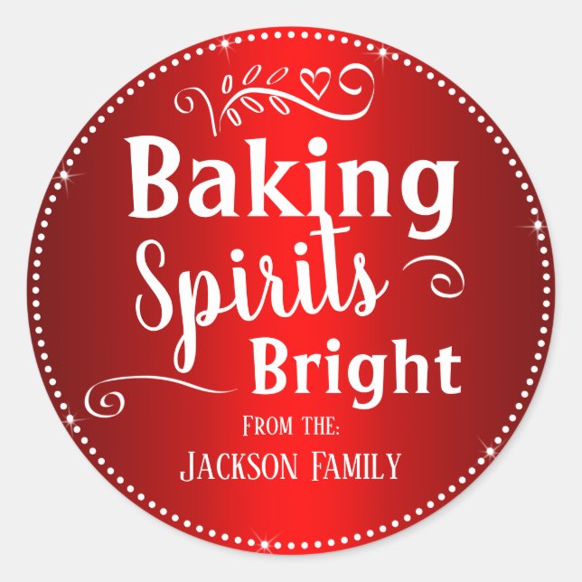 Baking Christmas Gift Custom Family Name Classic Round Sticker (Front)