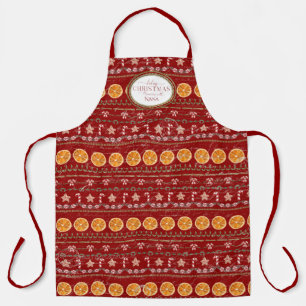 Baking Christmas Memories Nana Red Watercolor Apron