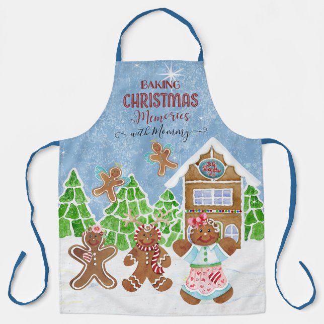 Baking Christmas Memories w Mummy Gingerbread Kids Apron (Front)