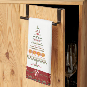 Baking Christmas Memories Wassail Candy Cane Tree Tea Towel