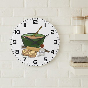 Baking Cinnamon Rolls Large Clock