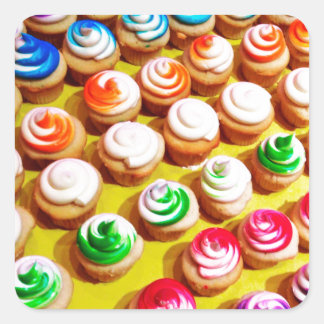 Baking Colourful Cupcakes Square Sticker
