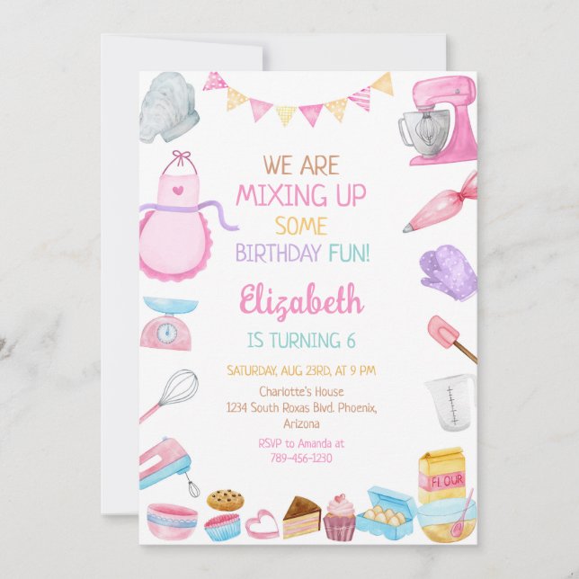 Baking Cooking Birthday Party Invitation (Front)