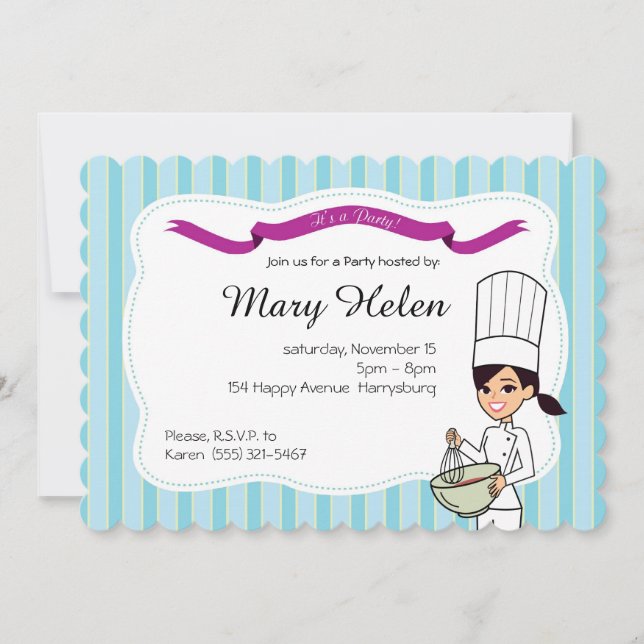 Baking Cooking Personalised Invitation (Front)