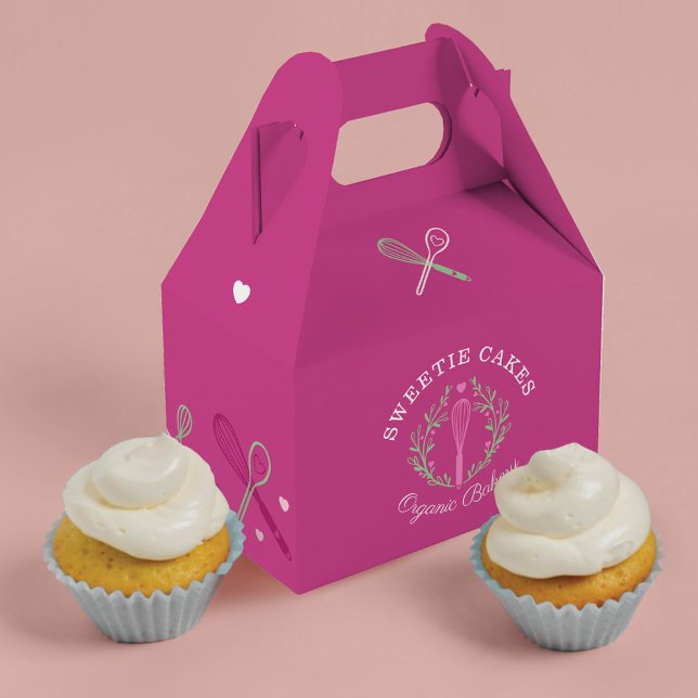Baking & Cooking Utensil Pink & Green Bakery Favour Box (Creator Uploaded)