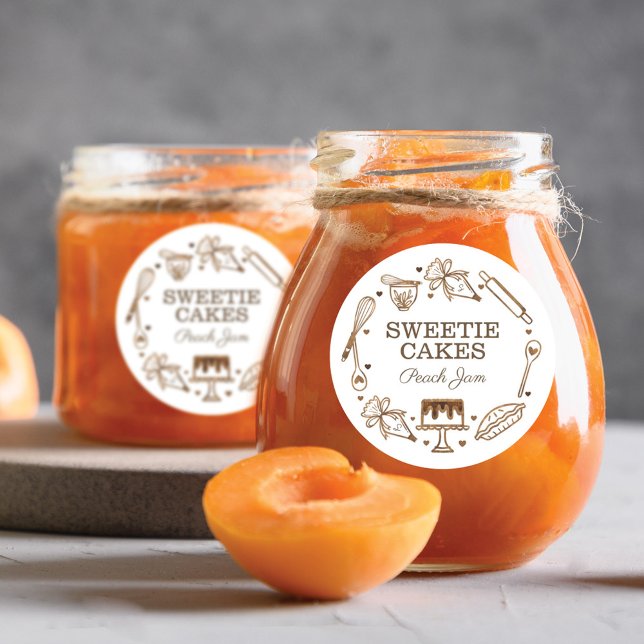 Baking & Cooking Utensil Woodgrain Texture Jar Classic Round Sticker (Creator Uploaded)