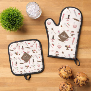 Baking & Cooking Utensils Bakery Cooking Monogram Oven Mitt & Pot Holder Set