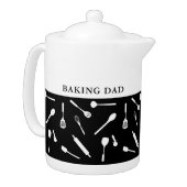 Baking Dad Black Kitchen Tool Pattern Teapot (Left)