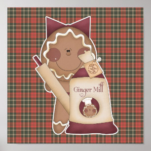 baking gingerbread girl poster