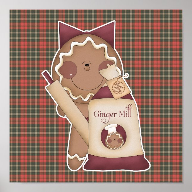 baking gingerbread girl poster (Front)