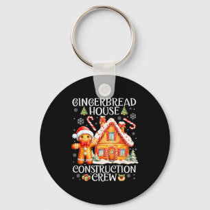 Baking Gingerbread House Construction Crew Christm Key Ring