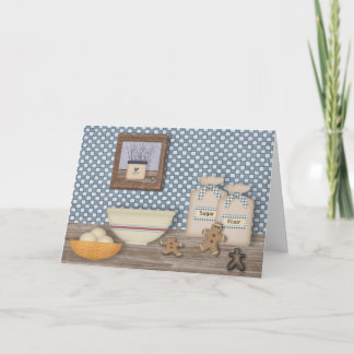 Baking Gingerbread Men Large Print Christmas Card