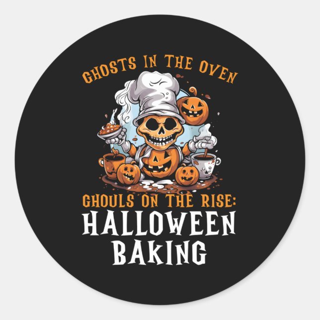 Baking Halloween Trick Or Treat Baker Cupcake Bake Classic Round Sticker (Front)
