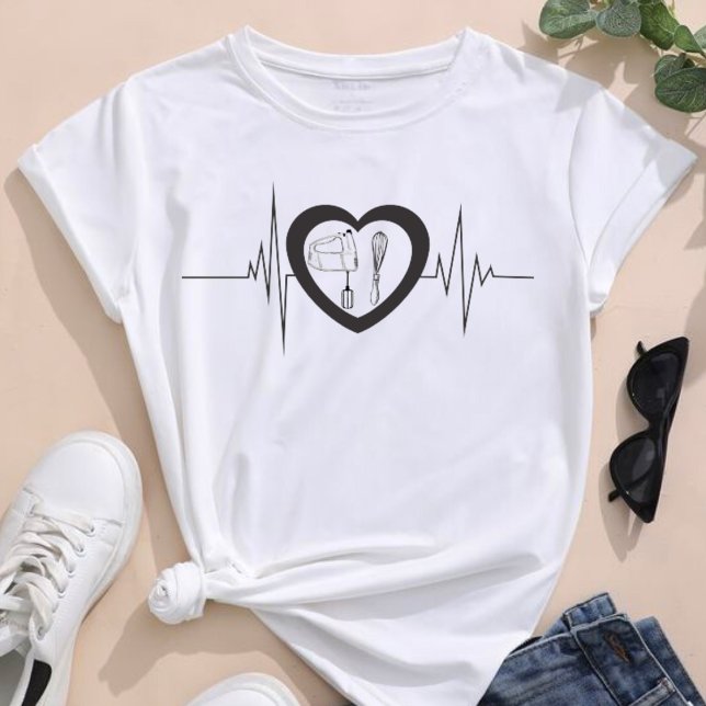 Baking Heartbeat T-Shirt,funny baking gift t-shirt (Creator Uploaded)