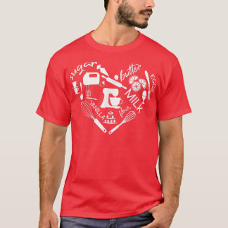 Baking Ingredients and Utensils Heart Pastry Baker T-Shirt