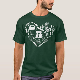 Baking Ingredients and Utensils Heart Pastry Baker T-Shirt