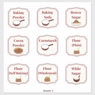 Baking Ingredients Pantry Label Stickers Sheet