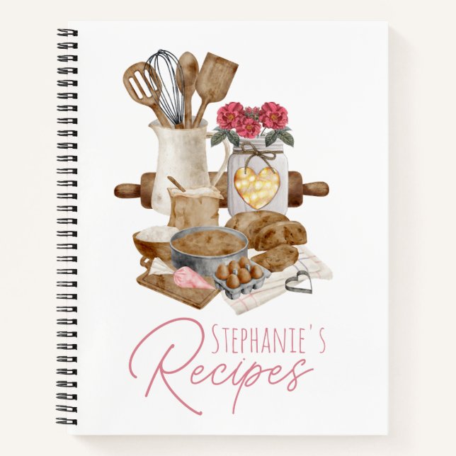 Baking Inspired Personalised Recipe Notebook (Front)