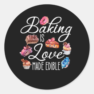 baking is love edible classic round sticker