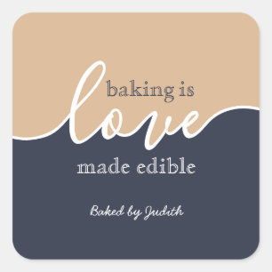 Baking is Love made Edible Script Square Sticker