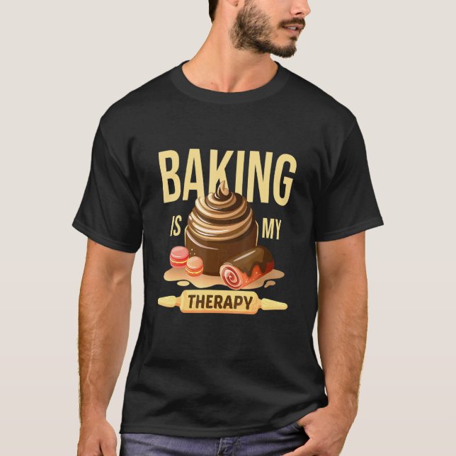 Baking Is My Therapy Chocolate Desserts Womens Nov T-Shirt (Front)