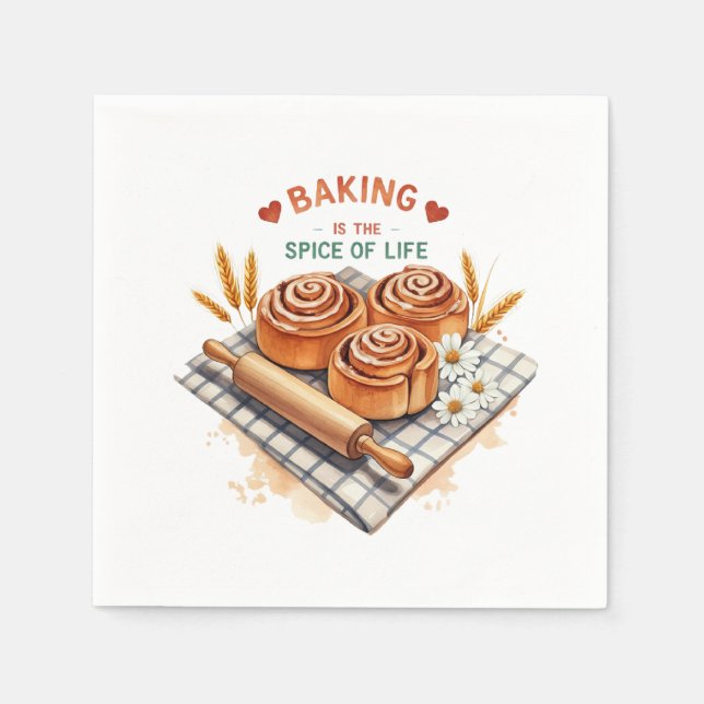 Baking Is The Spice Of Life – Cinnamon Roll Napkin (Front)