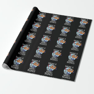 Baking Is Whisk-ey Business Baker Pun Dark BG Wrapping Paper