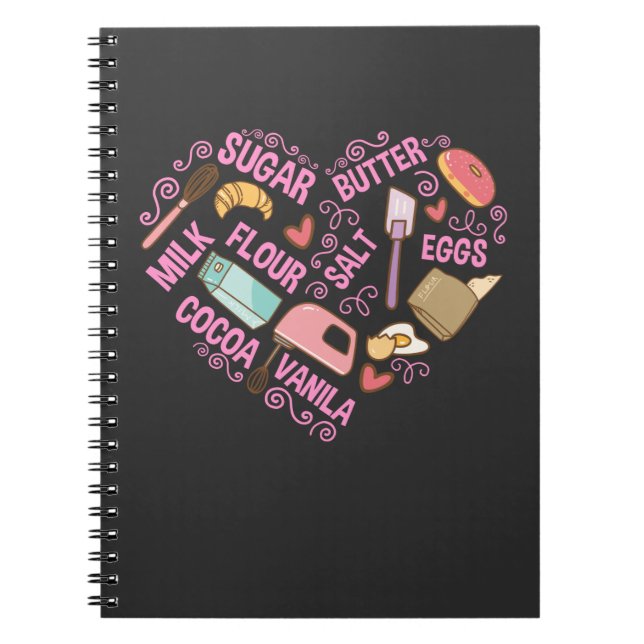 Baking Love Baker Tools Pastry Chef Butter Eggs Notebook (Front)