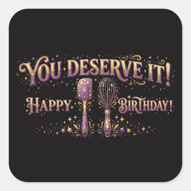 Baking Lover Birthday Celebration Square Sticker (Front)