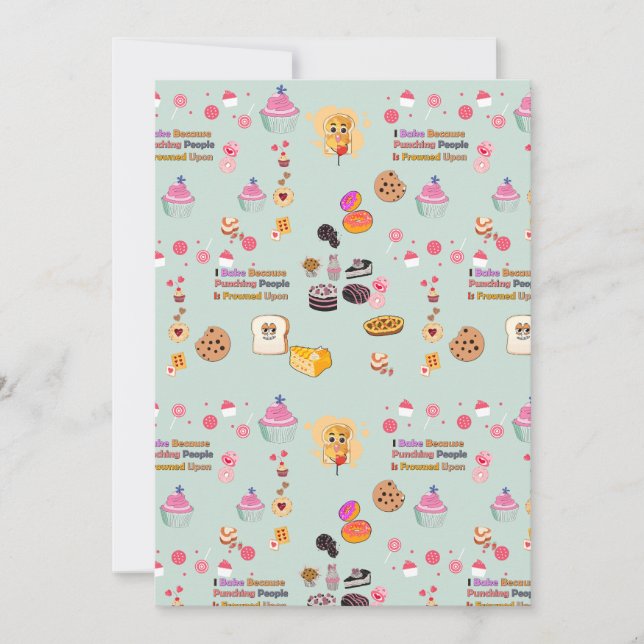 Baking Lovers Gift: I Bake Because Punching People Invitation (Front)