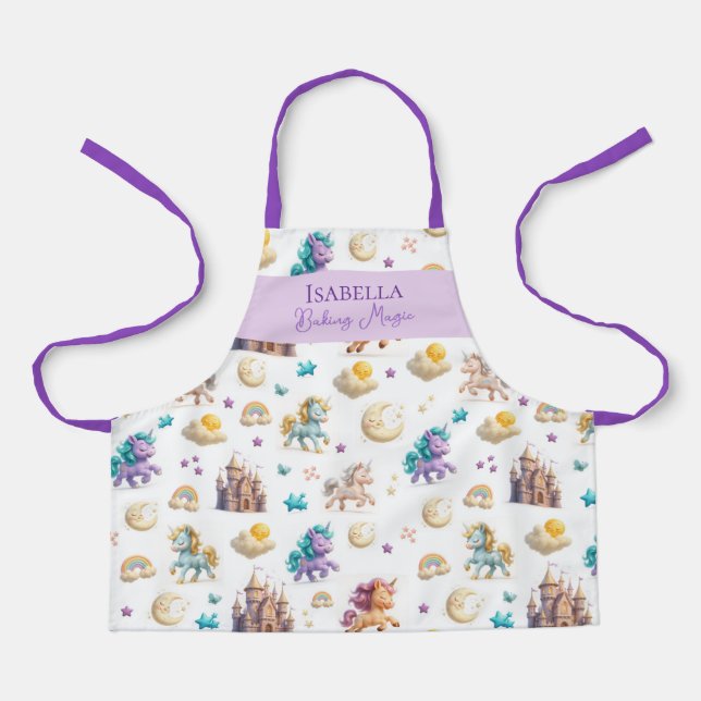 Baking Magic with Unicorns and Castles Apron (Front)